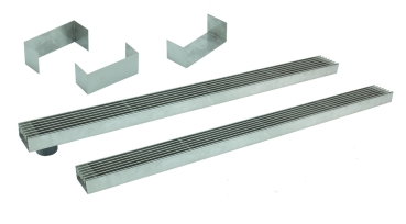 Entwässerungsrinne Edelstahl superflach Rost Längsstabrost SET Typ 2, System 35/80